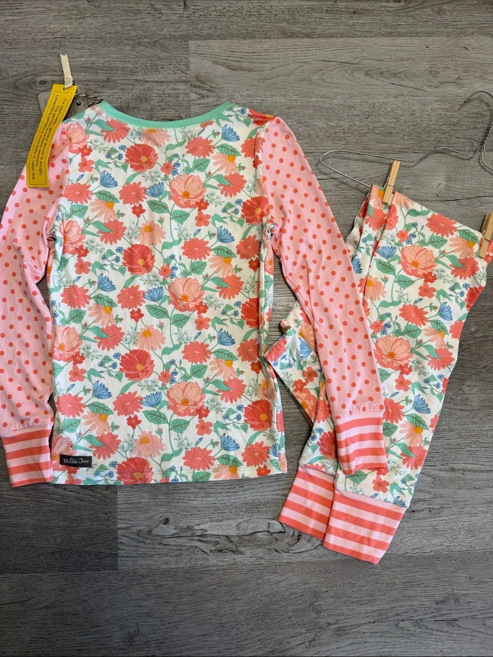 Matilda Jane Kids Coral Floral & Pink Dot Pajama Set